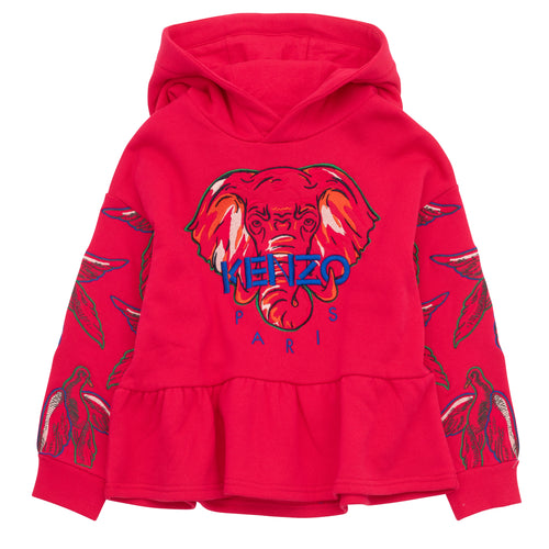 Bright Pink Embroidered Elephant Hoodie