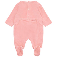 Load image into Gallery viewer, Pink Velour Elephant Babygrow