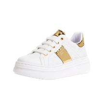 Load image into Gallery viewer, White &amp; Gold Platform Trainer