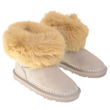 Load image into Gallery viewer, Beige Suede Faux Fur Boots