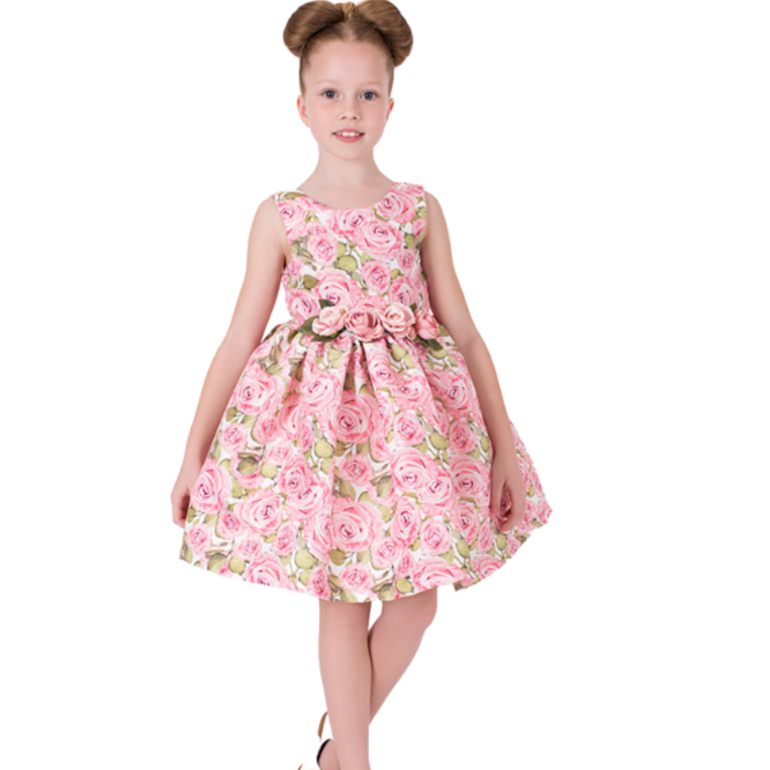Mama Luma Pink Roses Dress Village Kids