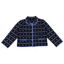 Load image into Gallery viewer, Navy &amp; Blue Knit Logo Cardigan