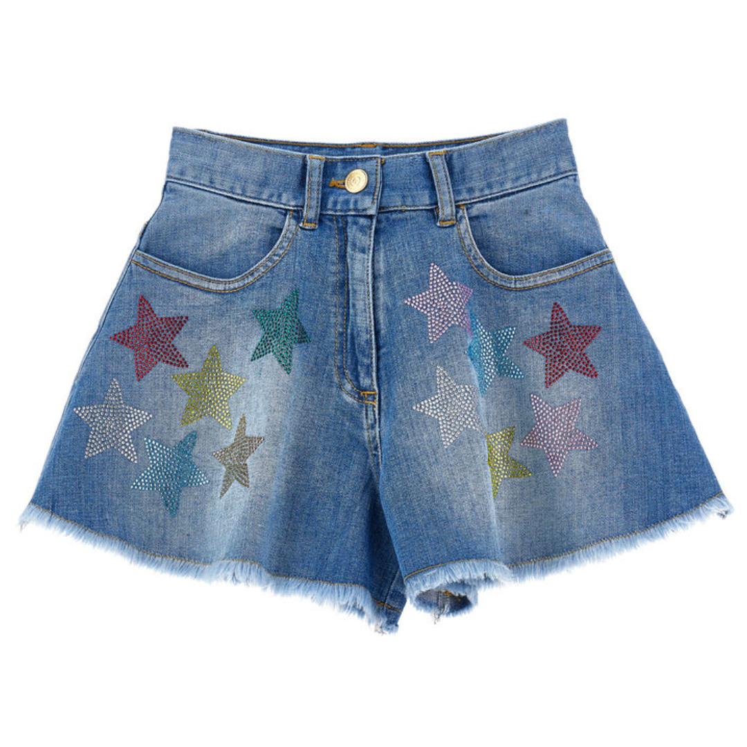 Jean shorts with 2025 stars on them