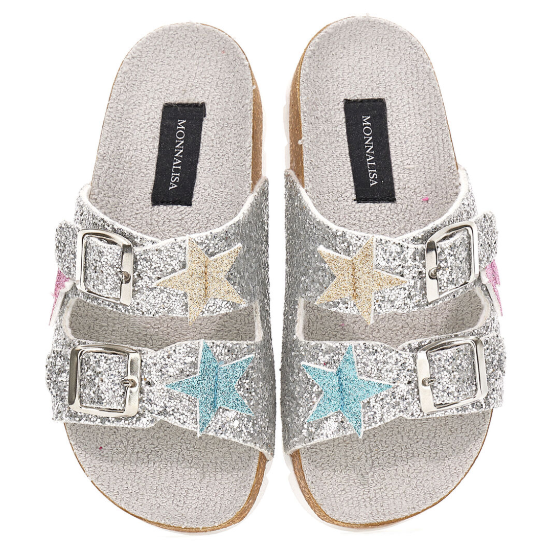 Silver sparkly best sale slides