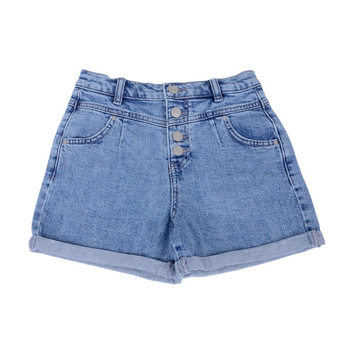 Girls Button Denim Shorts