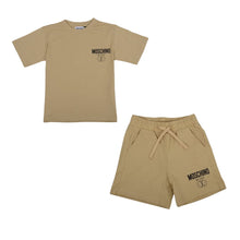 Load image into Gallery viewer, Beige Logo Shorts Set