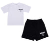 White & Black Logo Shorts Set