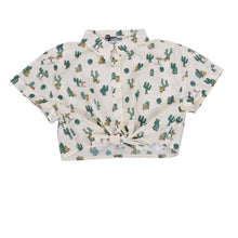 Load image into Gallery viewer, Ivory Cactus Tie Shirt &amp; Olive Logo Shorts Set