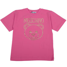Load image into Gallery viewer, Fuchsia &amp; Gold Rhinestone Bear Logo T-Shirt