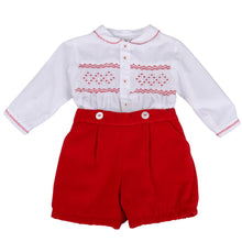 Load image into Gallery viewer, Red Velvet Smocked Set