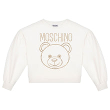 Load image into Gallery viewer, Ivory &amp; Gold Rhinestone Bear Sweat Top