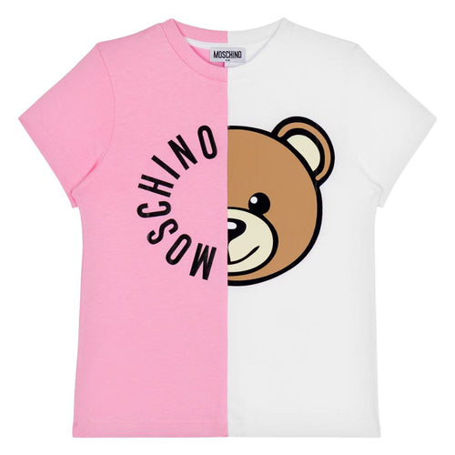 White & Pink Two Tone Logo Bear T-Shirt
