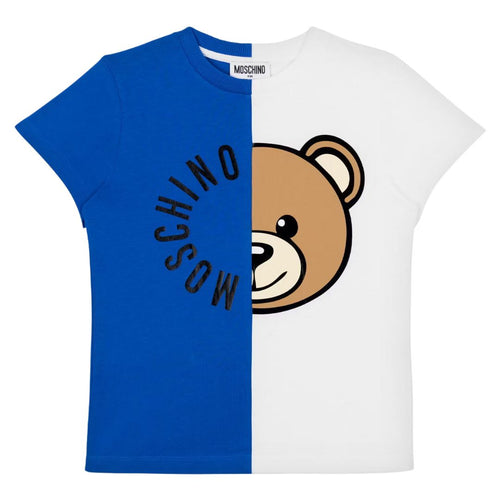 White & Blue Two Tone Logo Bear T-Shirt