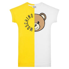 Load image into Gallery viewer, White &amp; Yellow Two Tone Logo Bear Dress