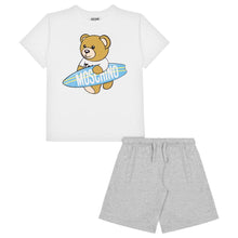 Load image into Gallery viewer, White &amp; Grey Surfer Bear Shorts Set