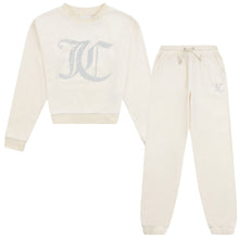 Load image into Gallery viewer, Cream Velour Diamante Tracksuit