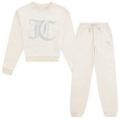 Cream Velour Diamante Tracksuit