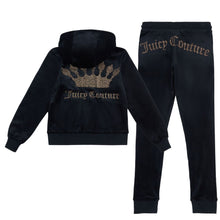 Load image into Gallery viewer, Black Gold Crown Diamante Tracksuit