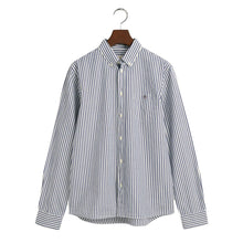 Load image into Gallery viewer, White &amp; Navy Striped Shirt