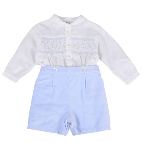 Blue Velvet Smocked Set