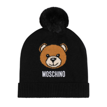 Load image into Gallery viewer, Black Bear Pom Pom Hat