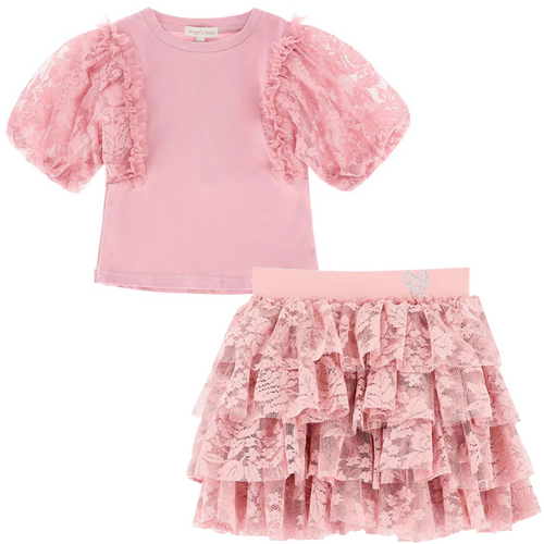Pink 'Abbie' & 'Vivian' Lace Skirt Set