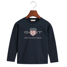 Load image into Gallery viewer, Navy LS Shield T-Shirt