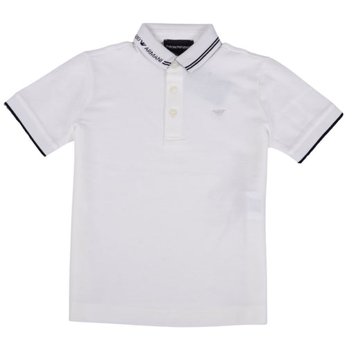 White Logo Collar Polo Top
