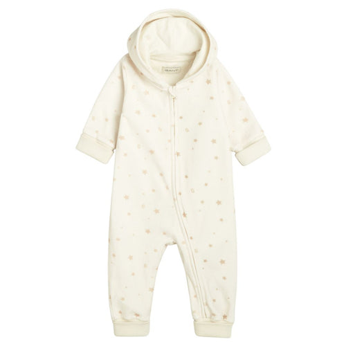 Cream Hooded Velour Star Onesie
