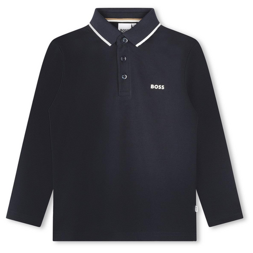 Navy LS Polo Top