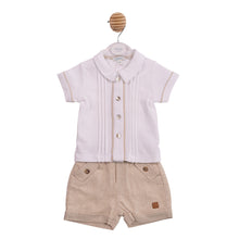 Load image into Gallery viewer, Beige Shorts &amp; White Shirt Set