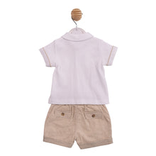 Load image into Gallery viewer, Beige Shorts &amp; White Shirt Set