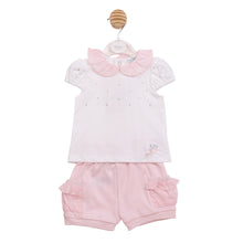Load image into Gallery viewer, Pink &amp; White Diamanté Shorts Set