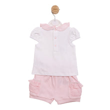 Load image into Gallery viewer, Pink &amp; White Diamanté Shorts Set