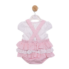 Load image into Gallery viewer, Pink &amp; White Striped Dungaree Romper Set