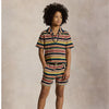 Striped Multi Terry Polo Short Set