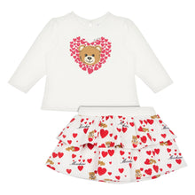 Load image into Gallery viewer, Ivory &amp; Red Hearts Skirt Set