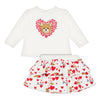 Ivory & Red Hearts Skirt Set