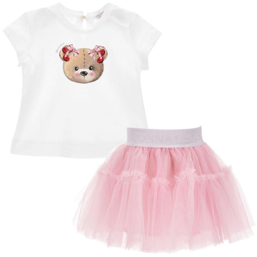 Pink Tulle Skirt & Bear T-Shirt Set