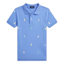 Load image into Gallery viewer, Blue All Over Logo Polo Top