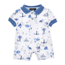 Load image into Gallery viewer, White &amp; Blue Ocean Romper
