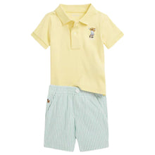 Load image into Gallery viewer, Yellow Polo Top &amp; Striped Short Set
