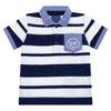 Navy & White Striped Polo Top