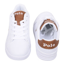 Load image into Gallery viewer, White &amp; Brown Logo Trainers