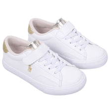 Load image into Gallery viewer, White &amp; Gold Glitter Velcro Trainers