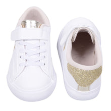 Load image into Gallery viewer, White &amp; Gold Glitter Velcro Trainers