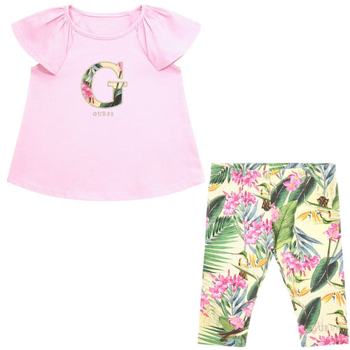 Pink Logo T-Shirt & Floral Legging Set