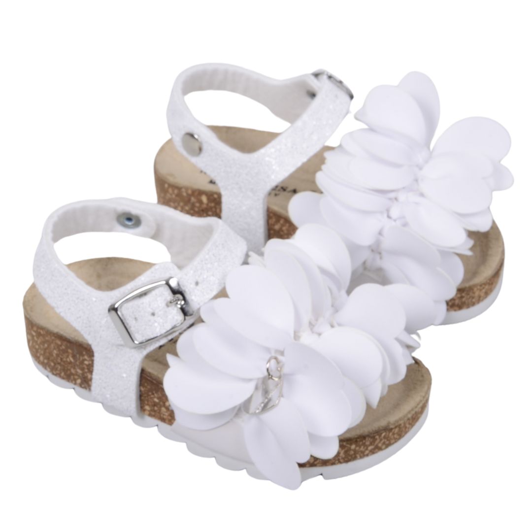 White Flower Girl Sandals Monnalisa White Flower Sandals – Village