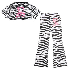 Load image into Gallery viewer, Black &amp; White Zebra Print Flared Set