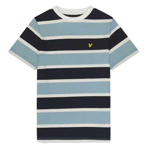 Slate Blue & Navy Striped Logo T-Shirt